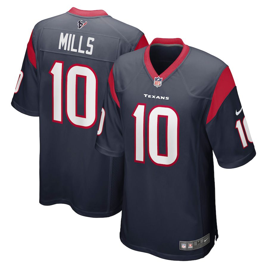 Men Houston Texans 10 Davis Mills Nike Navy Game NFL Jersey